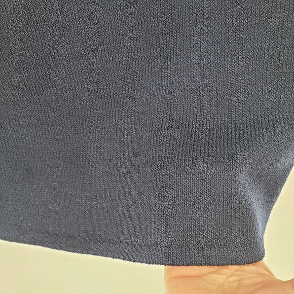 St. John Collection Santana Knit Skirt 6 Navy Blue Marie Gray Elastic Waist - Picture 3 of 8